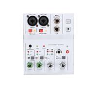 Asixxsix Mixer Audio a 2 Canali, Scheda Audio Mini DJ con Jack Combinato Alimentazione Phantom USB MP3 48V, per Podcasting di Registrazione Dal Vivo in Studio (WHITE)
