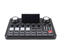 Asixxsix Mixer Audio per Giochi, Piccola Scheda Audio per Podcast Dal Vivo Con Schermo LED Regolabile Interfaccia Audio Mixer Dj Scheda Audio per Pc Telefono Live Streaming