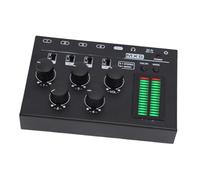 Asixxsix Mixer Audio Professionale, Mixer Audio a 4 Canali con Display a Livello LED, Mixer Mono Stereo per Altoparlante per Cuffie Preamplificatore per Lettore CD per PC, Registrazione