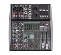 Asixxsix Mixer, Mixer DJ Professionale con 4, Tasto di Accensione 48 V, Processore di Segnale Digitale a 99 Bit, Uscita EQ a 7 Bande, Scheda per Registrazione (Spina europea)