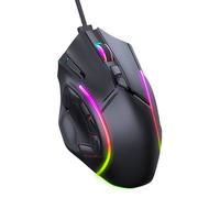 Asixxsix Mouse da gioco, mouse da gioco cablato con luci RGB, 12 tasti programmabili con macro, 12800 DPI, pesi da 5 g, 10 15, connessione USB cablata, cablato per PC