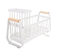 Asixxsix Organisateur d'évier de cuisine avec panier de rangement, porte-éponge en acier au carbone pour plan de travail de cuisine avec bac d'égouttage et 4 ventouses puissantes (WHITE)