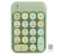 Asixxsix Pad di Numeri Wireless, 18 Tasti Numerici Tastiera Numpad, Tastiera Numerica di contabilità Finanziaria Wireless a 2,4 GHz per il Taccuino per Laptop per Computer Desktop Office (Verde