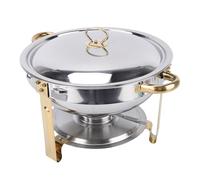 Asixxsix Piatti a buffet, Servitore a buffet rotondo in acciaio inossidabile 4.5L più caldo con coperchio, Riscaldatore multifunzionale per servire cibo per Ristorante Alberghi festa