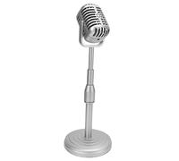 Asixxsix Puntello del microfono, modello regolabile di puntelli del microfono d'epoca classico, decorazione di plastica del puntello del microfono resistente all'usura e durevole (SILVER)