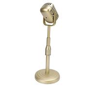 Asixxsix Puntello del microfono, modello regolabile di puntelli del microfono d'epoca classico, decorazione di plastica del puntello del microfono resistente all'usura e durevole (GOLD)