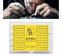 Asixxsix Robusto Strumento per Perni di Collegamento del Cinturino con Viti per Alette per Orologio in Acciaio Inossidabile con Scatola di Immagazzinaggio per Orologiai Professionisti, 10 Diverse