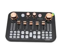 Asixxsix Scheda audio live, interfaccia di ingresso microfono da 3,5 mm, mixer audio BT con luci pulsanti, per streaming da telefono e PC