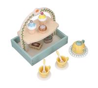 Asixxsix Set da tè per Bambini, 21 Pezzi, Giocattolo in Legno per Tea Party, Porta Dessert a Due Piani, Realistico Set da Gioco per tè Pomeridiano, attività per Genitori e Figli, Regalo per Ragazzi