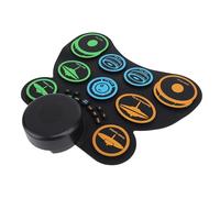 Asixxsix Set di Batteria Elettronica, Pad per Batteria Portatile Pieghevole e Arrotolabile Altoparlante Incorporato Effetti Sonori Multipli Ricaricabile Pad per Elettronica con Bacchette per Bambini