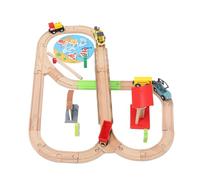 Asixxsix Set di Binari in Legno, Ferrovia a Tema Cittadino con Materiali ABS in Legno Ecologici, Set da Gioco Fattoria in, Trenino per Bambini con da Gioco Fattoria per Bambini Dai 2 Anni in su