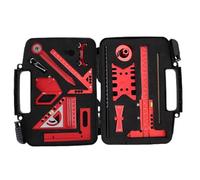 Asixxsix Set di Righelli per la Lavorazione del Legno, Set di Geometrie in Lega di Alluminio da 9 Pezzi Anodizzato Resistente all'usura Multifunzione con Strumenti di Layout Portatili per Progetti