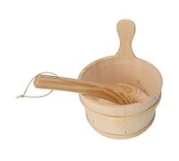 Asixxsix Set Secchiello e Mestolo per Sauna a di Abete Rosso, 4 Litri, Resistente alle Alte Temperation
