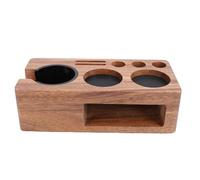 Asixxsix Supporto per pressino da caffè, da 51 a 54 mm, in legno naturale, con scanalatura laterale e piedini antiscivolo, dimensioni 9,45 x 4,76 x 2,95 pollici (Legno di noce)