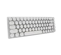 Asixxsix Tastiera da Gioco Meccanica a Macchina da Scrivere Vintage con Retroilluminazione RGB, Interruttore Blu, 68 Tasti Rotondi retrò per Laptop per PC, per Vista W7 8 10, OS X (WHITE)