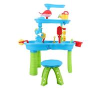 Asixxsix Tavolo Acquatico per Bambini, Tavolo Acquatico Grande a 3 Livelli con Sedia e Accessori Vari, Giochi Estivi All'aperto per la Casa All'aperto in Cortile, Spiaggia, Montaggio Facile