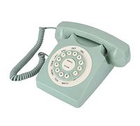 Asixxsix Telefono a Cavo Vintage con Qualità di Chiamata Ad Alta Definizioni, Pulsante Grande E Chiaro, Tribunale Stile Vecchio, Stile Pastorale Verde Chiaro per