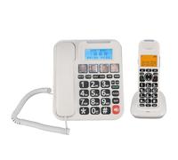 Asixxsix Telefono con Cavo/cordless Espandibile con Segreteria Telefonica, Blocco delle Chiamate, ID Chiamante, Quadrante Fotografico, Pulsante Grande e Schermo da 2 Pollici, (Spina europea)