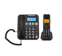 Asixxsix Telefono con Cavo/cordless Espandibile con Segreteria Telefonica, Blocco delle Chiamate, ID Chiamante, Quadrante Fotografico, Pulsante Grande e Schermo da 2 Pollici, (Spina europea)