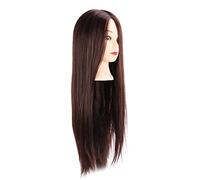 Asixxsix Testa di Manichino per Capelli, Testa per Pratica di Parrucchiere per Capelli Lisci Sintetici Ad Alta Temperatura, di Manichino per Intrecciare i con Cuoio Capelluto Simulato per la