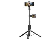 Asixxsix Treppiede Allungabile per Selfie Stick da 62", Schermo Monitor Wireless da 2,4 Pollici con Visualizzazione Live 1080P, Telecomando BT, Testa Girevole a 360 Gradi