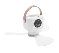 Asixxsix Ventilatore da Soffitto Multifunzione, Ricaricabile a Batteria, con Telecomando, con Scatola per Aromaterapia, per Campeggio, All'aperto, Cameretta per Bambini (WHITE)
