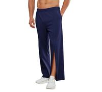 ASIYAN Pantaloni da Donna con Apertura Laterale A Strappo della Tuta Completamente Aperti, Doppio Cursore, Cerniera Staccabile Post-operatoria con Tasche Sportivi Lunghi da Riabilitazione(Blue A,XL)