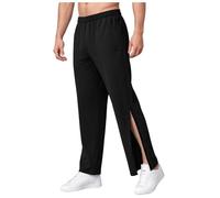 ASIYAN Pantaloni da Donna con Apertura Laterale A Strappo della Tuta Completamente Aperti, Doppio Cursore, Cerniera Staccabile Post-operatoria con Tasche Sportivi Lunghi da Riabilitazione(Black B,L)