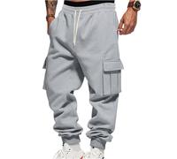 ASIYAN Pantaloni da Jogging Cargo da Uomo, Pantaloni da Jogging Caldi in Pile, Pantaloni Larghi della Tuta, Pantaloni da Allenamento, Pantaloni Sportivi Lunghi for Il Tempo Libero(Gray,XL)