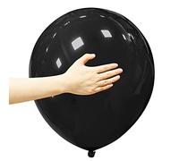 ASIYUHY Grandi palloncini neri, confezione da 12 palloncini grandi da 45,7 cm, in lattice spesso nero, per feste, palloncini rotondi a elio, per Halloween, compleanno, matrimonio, decorazioni