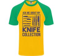 Ask About My Coltello Collezione Divertente Chef DA UOMO S/S Baseball T-Shirt