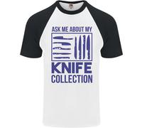 Ask About My Coltello Collezione Divertente Chef DA UOMO S/S Baseball T-Shirt