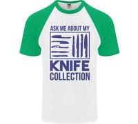 Ask About My Coltello Collezione Divertente Chef DA UOMO S/S Baseball T-Shirt