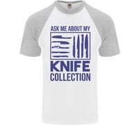 Ask About My Coltello Collezione Divertente Chef DA UOMO S/S Baseball T-Shirt