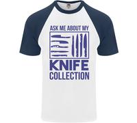 Ask About My Coltello Collezione Divertente Chef DA UOMO S/S Baseball T-Shirt