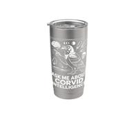 Ask Me About Corvid Intelligence corvo cornacchia Bicchiere termico in acciaio inox doppia parete