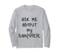 Ask Me About My Banjolele Ukulele Cuore Lettere Maglia a Manica
