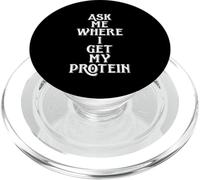 Ask Me Where I Get My Protein Funny Vegetarian & Vegan Joke PopSockets PopGrip per MagSafe