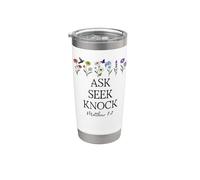 Ask Seek Knock Bible Verse Matthew 7:7 Scripture Christian Bicchiere termico in acciaio inox doppia parete