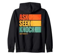 Ask Seek Knock Matthew 7:7 Christian Men Women Faith Felpa con Cappuccio