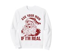 Ask Your Mom If I'm Real Funny Vintage Santa Claus Christmas Felpa