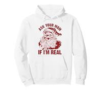 Ask Your Mom If I'm Real Funny Vintage Santa Claus Christmas Felpa con Cappuccio