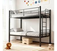 Askelierg Letto a castello 90 x 200, letto a castello in metallo, Bunk Bed con protezione e scala di accesso, trasformabile in 2 letti singoli, salvaspazio, per camera da letto, stile industriale