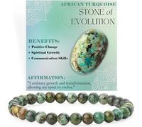 ASKFNASDKMFN Braccialetto con perline da 6 mm, con turchese africano - Evoluzione - da donna, semi preziosi, pietra naturale, elastico, elastico, per yoga, protezione regalo