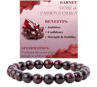 ASKFNASDKMFN Braccialetto elastico con perline da 8 mm, con granato, pietra naturale semi preziosa, elastico, ideale come regalo per yoga