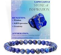 ASKFNASDKMFN Lapislazzuli - Inspiration - Braccialetti da donna con perline da 6 mm in pietra naturale semi preziosa elastica elastica gioielli per yoga protezione regali grande