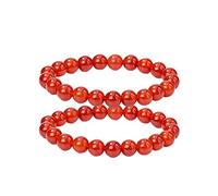 ASKFNASDKMFN Set di 2 braccialetti elasticizzati con cristalli rossi, agata naturale, energia, chakra, pietre preziose, per donne, coppie, sollievo dall'ansia