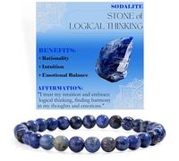 ASKFNASDKMFN Sodalite - Logical Thinking - Braccialetto con perline da 6 mm da donna, pietra naturale semi preziosa, elastico, elastico, per yoga, protezione regalo