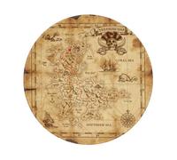 ASKFNASDKMFN Tappetino per mouse con mappa del tesoro dei pirati, decorazione da scrivania con bordi cuciti, antiscivolo, 20,3 cm, 1 pezzo