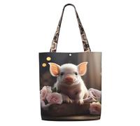 ASKhgg Borsa tote in tela con stampa di un giovane maialino, borsa da donna, borsa a tracolla, portafoglio, per viaggi, lavoro, palestra
